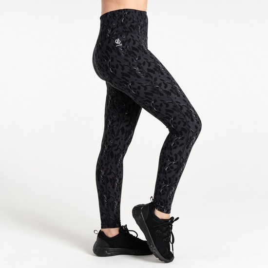 Women's Influential Gym Leggings Black Dash Print