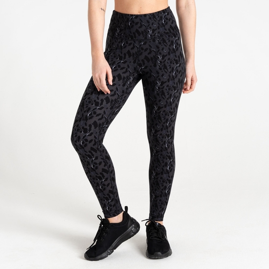 Women's Influential Gym Leggings Black Dash Print