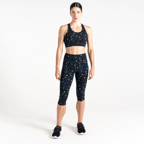 Women's Influential 3/4 Gym Leggings Moonlight Denim Animal Print