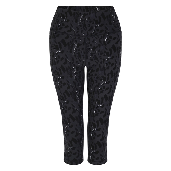 Women's Influential 3/4 Gym Leggings Black Dash Print