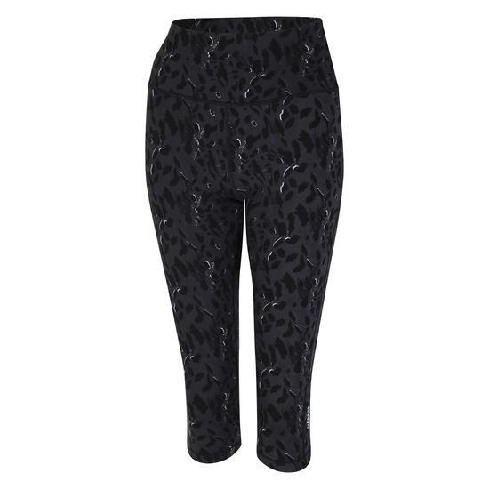 Women's Influential 3/4 Gym Leggings Black Dash Print