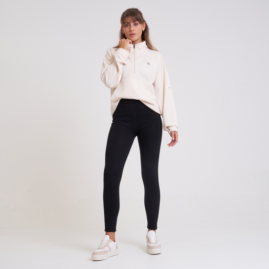 Damen Sleek Leggings mit Fleece-Futter Schwarz