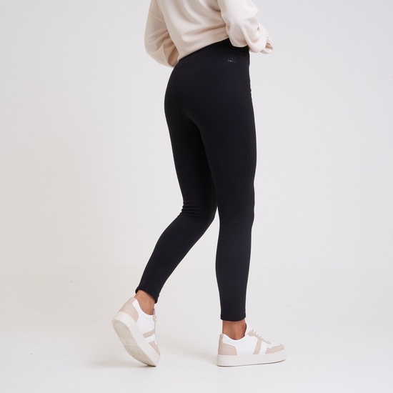 Damen Sleek Leggings mit Fleece-Futter Schwarz