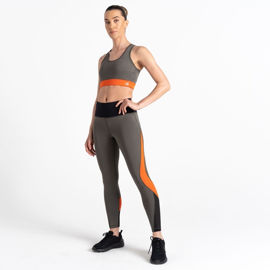 Women's Move Fitness Leggings Lichen Green Orange