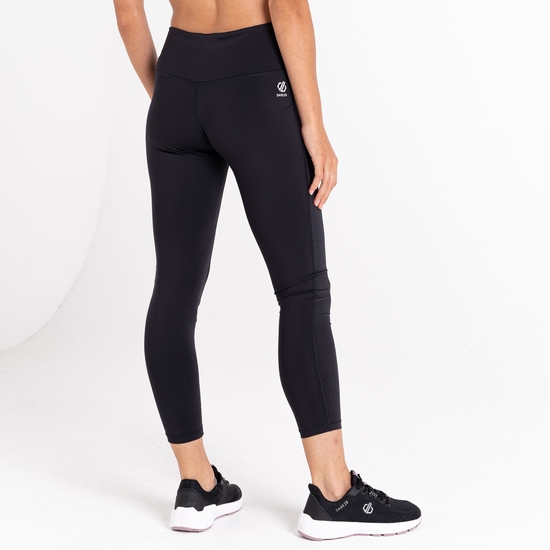 Damen Influential Fitness-Leggings mit 7/8-Länge Schwarz
