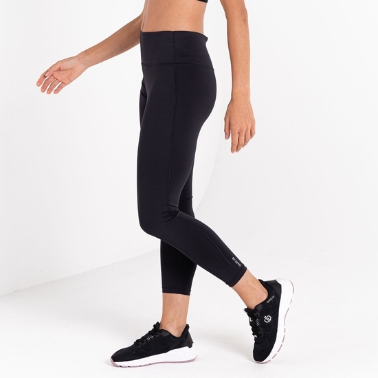 Damen Influential Fitness-Leggings mit 7/8-Länge Schwarz
