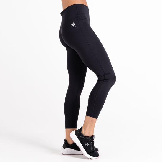Damen Influential Fitness-Leggings mit 7/8-Länge Schwarz