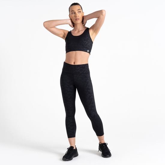 Damen Influential Fitness-Leggings mit 7/8-Länge Schwarz