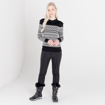 Women's Fate Knitted Sweater  Black And White Dogtooth