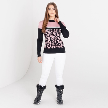 Women's Fate Knitted Sweater  Powder Pink Floral Black