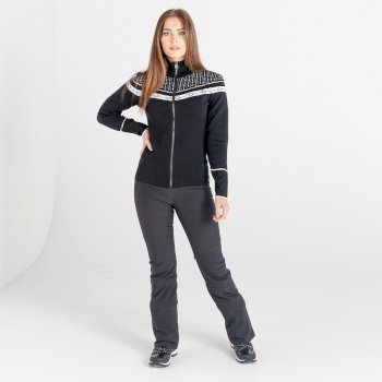 Bejewel Strick-Sweatshirt mit durchgehendem Reißverschluss für Damen Schwarz
