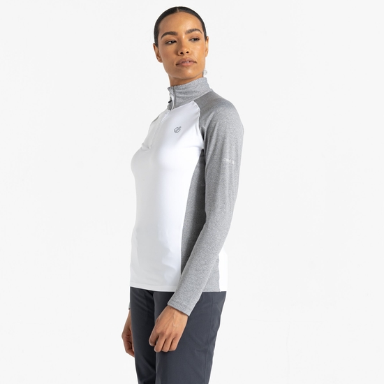 Sous-couche Femme stretch extensible et légère INVOLVED II avec ouverture 1/2 zip Blanc