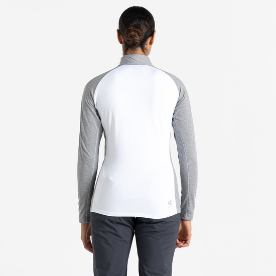 Sous-couche Femme stretch extensible et légère INVOLVED II avec ouverture 1/2 zip Blanc