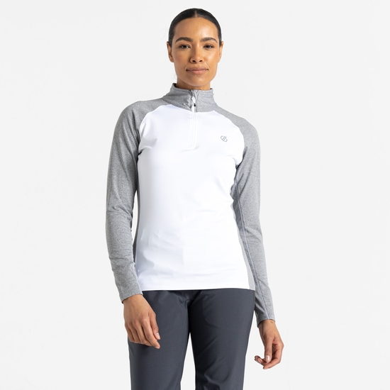Sous-couche Femme stretch extensible et légère INVOLVED II avec ouverture 1/2 zip Blanc