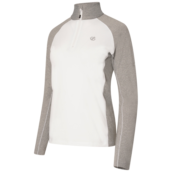 Sous-couche Femme stretch extensible et légère INVOLVED II avec ouverture 1/2 zip Blanc