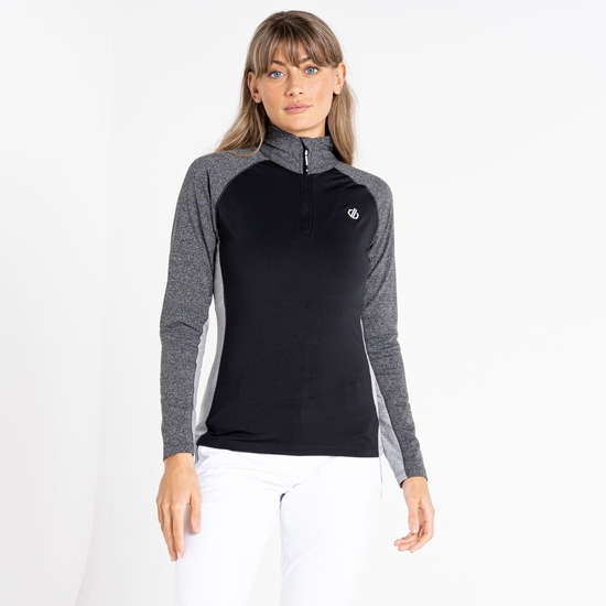 Sous-couche Femme stretch extensible et légère INVOLVED II avec ouverture 1/2 zip Noir