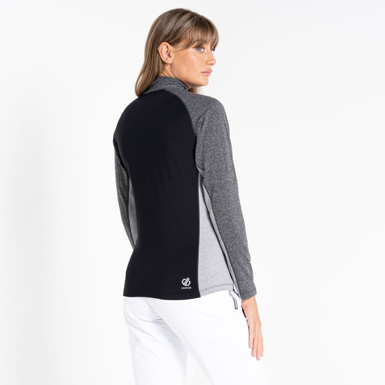 Sous-couche Femme stretch extensible et légère INVOLVED II avec ouverture 1/2 zip Noir