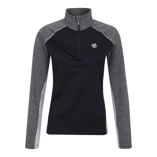 Sous-couche Femme stretch extensible et légère INVOLVED II avec ouverture 1/2 zip Noir