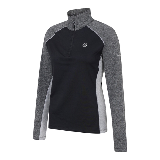 Sous-couche Femme stretch extensible et légère INVOLVED II avec ouverture 1/2 zip Noir