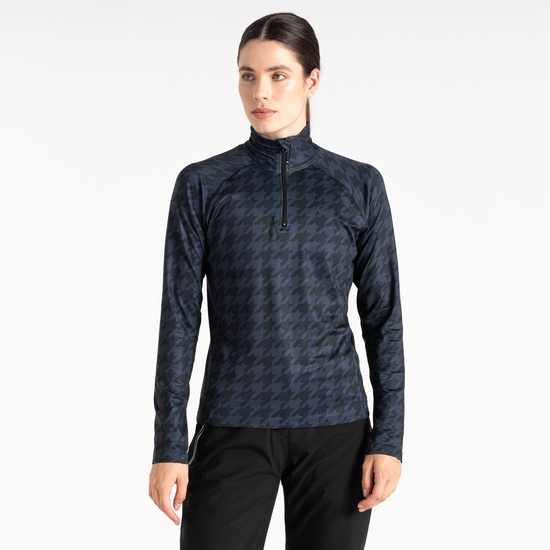 Sous-couche Femme stretch extensible et légère Divulge avec ouverture 1/2 zip Noir