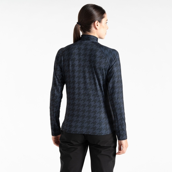 Women's Divulge Lightweight Core Stretch Midlayer Black Dogtooth Print
