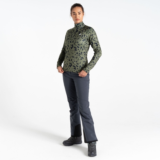 Women's Divulge Lightweight Core Stretch Midlayer Olivine Green Dash Print