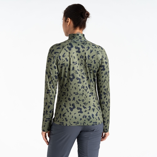 Women's Divulge Lightweight Core Stretch Midlayer Olivine Green Dash Print