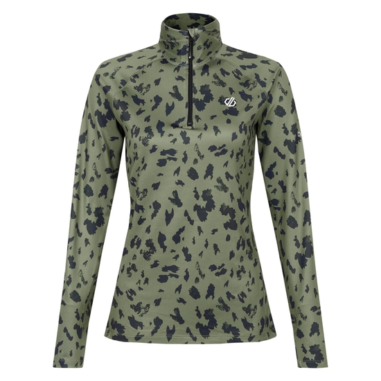 Women's Divulge Lightweight Core Stretch Midlayer Olivine Green Dash Print