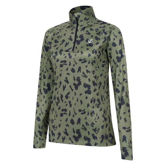 Women's Divulge Lightweight Core Stretch Midlayer Olivine Green Dash Print