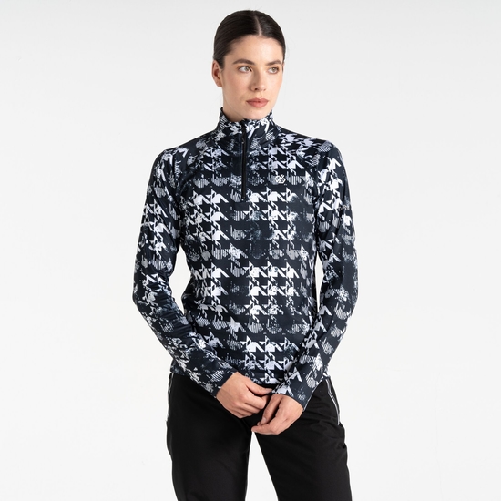 Sous-couche Femme stretch extensible et légère Divulge avec ouverture 1/2 zip Noir