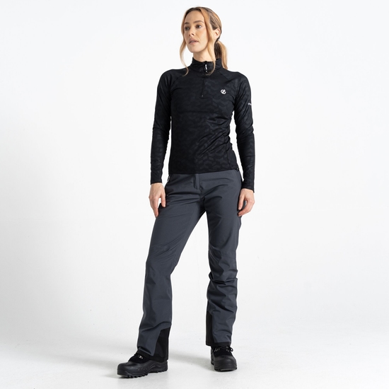 Sous-couche Femme stretch extensible et légère Divulge avec ouverture 1/2 zip Noir