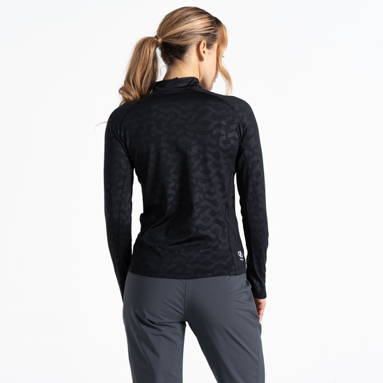 Sous-couche Femme stretch extensible et légère Divulge avec ouverture 1/2 zip Noir