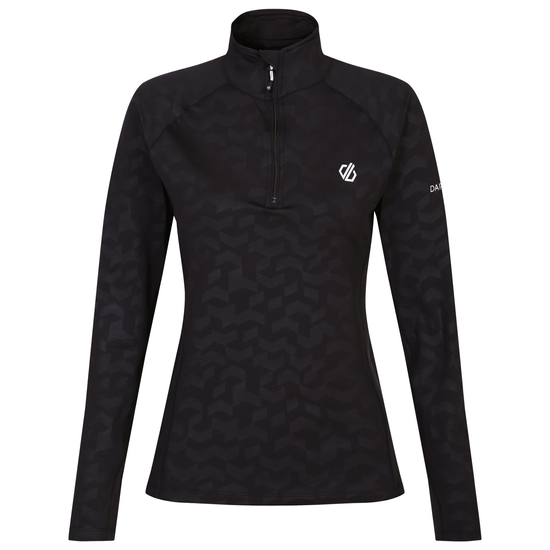 Sous-couche Femme stretch extensible et légère Divulge avec ouverture 1/2 zip Noir