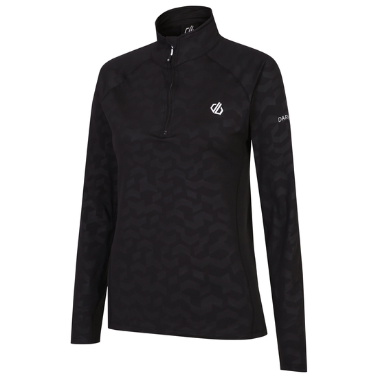 Sous-couche Femme stretch extensible et légère Divulge avec ouverture 1/2 zip Noir
