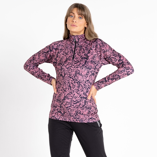 Sous-couche Femme stretch extensible et légère Divulge avec ouverture 1/2 zip Rose