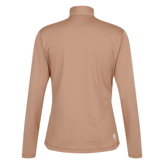 Sous-couche Femme stretch extensible et légère Lowline II avec ouverture 1/2 zip Beige