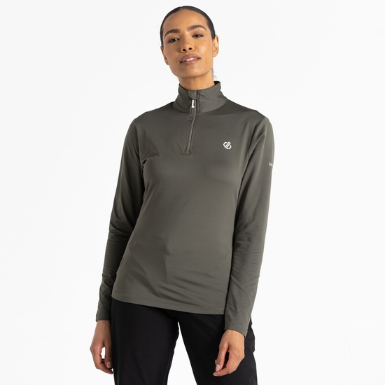 Lowline II leichter Core Stretch-Midlayer mit halblangem Reißverschluss für Damen Grün