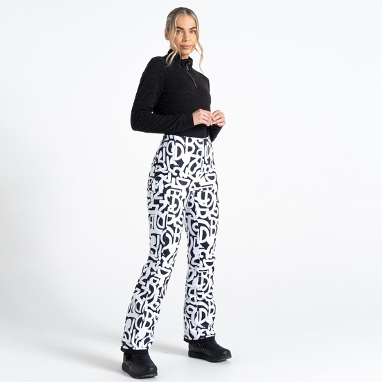 Women's Upshill Ski Pant Black White Graffiti Print