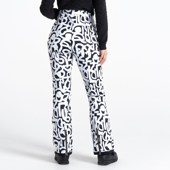 Women's Upshill Ski Pant Black White Graffiti Print