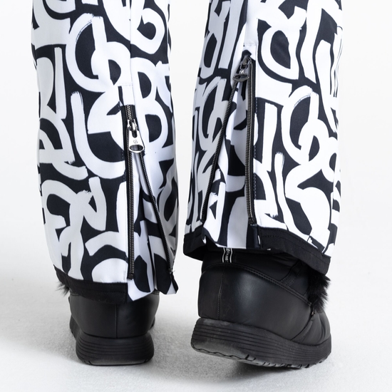 Women's Upshill Ski Pant Black White Graffiti Print