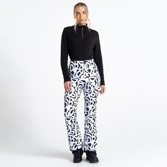 Women's Upshill Ski Pant Black White Graffiti Print