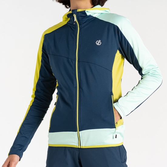 Women's Traversing Core Stretch Midlayer Moonlight Denim Mint Green