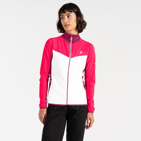 Women's Ascending Core Stretch Midlayer White Neon Pink