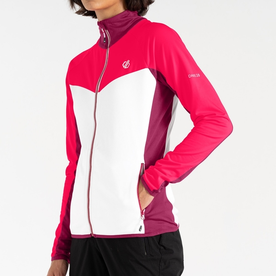 Women's Ascending Core Stretch Midlayer White Neon Pink