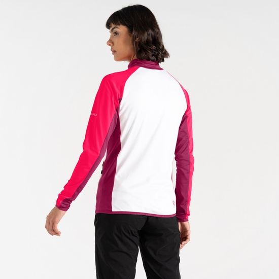 Women's Ascending Core Stretch Midlayer White Neon Pink