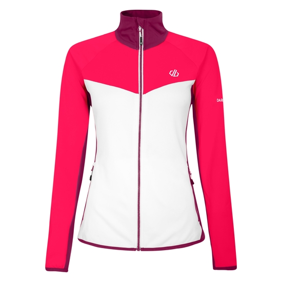 Women's Ascending Core Stretch Midlayer White Neon Pink