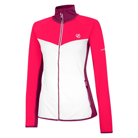 Women's Ascending Core Stretch Midlayer White Neon Pink