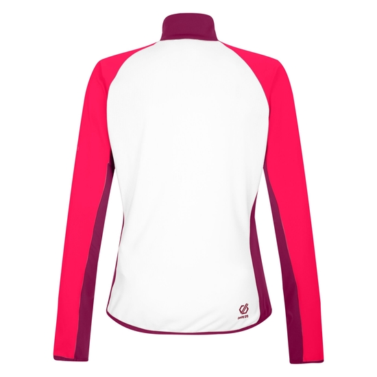 Women's Ascending Core Stretch Midlayer White Neon Pink
