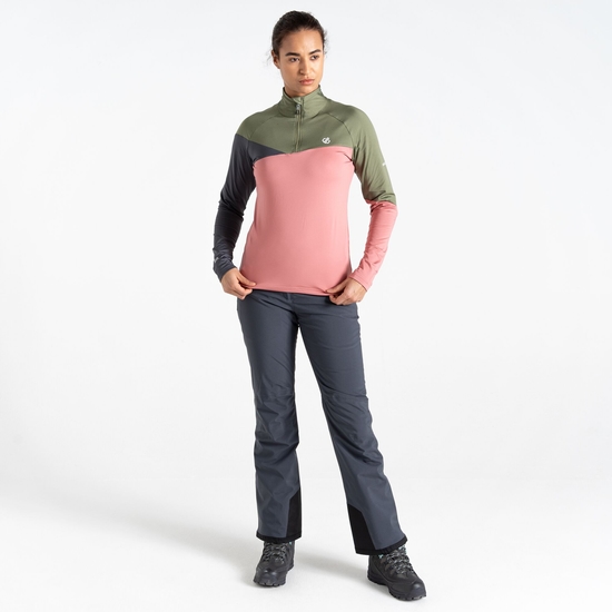 Women's Ice II Core Stretch Midlayer Olivine Green Rose