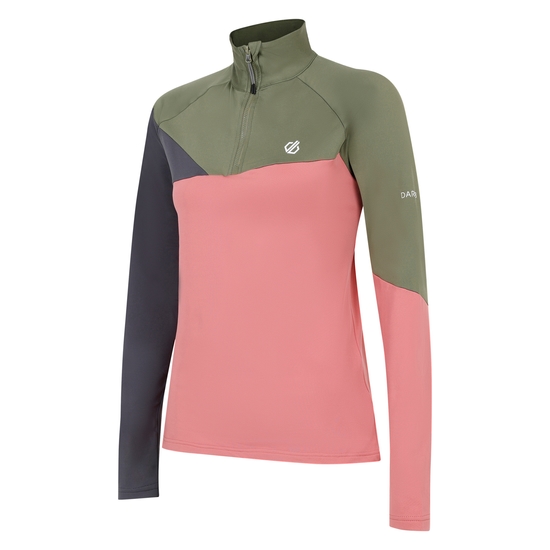Women's Ice II Core Stretch Midlayer Olivine Green Rose